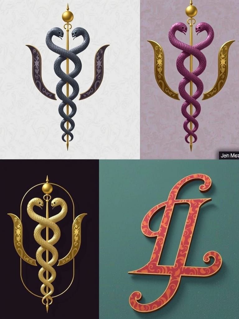 Golden Asklepios Medical Symbol in Metallic 3D