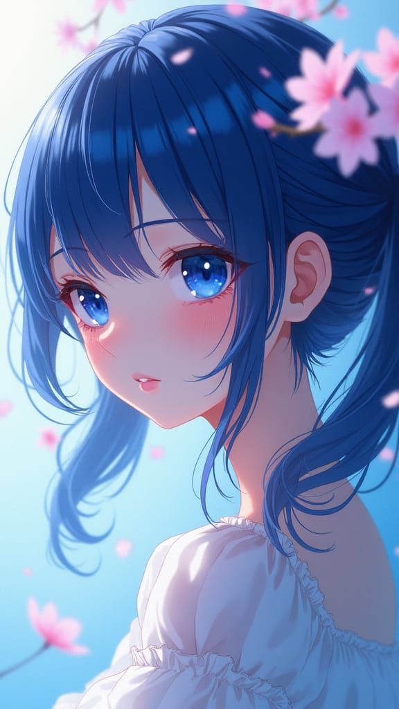 Luminescent Anime Girl Portrait in Dreamlike Style