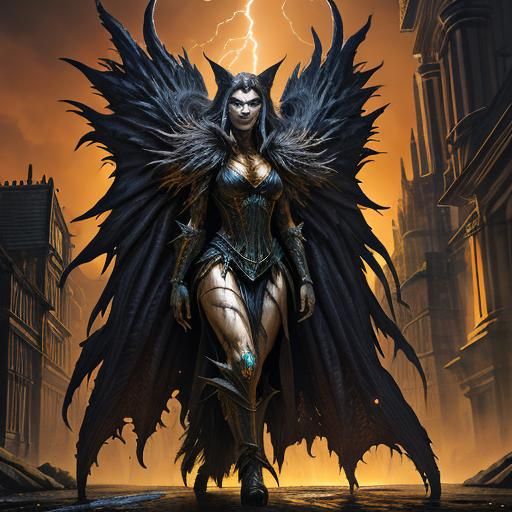 Futuristic Alien Werewolf Witch in Ancient London