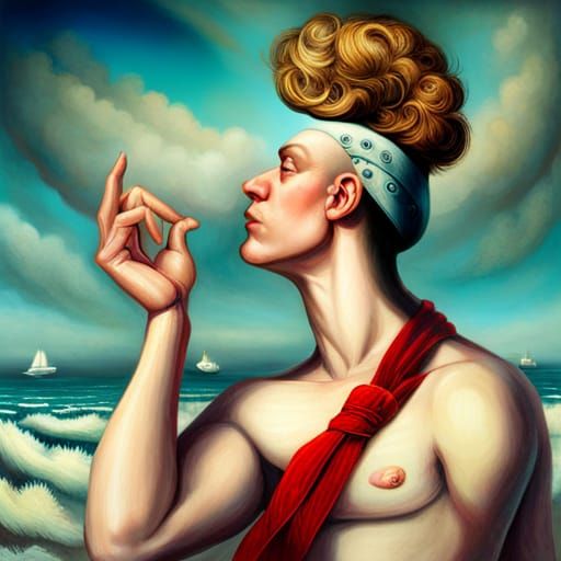 Surreal Rococo-Gothic Popeye Painting