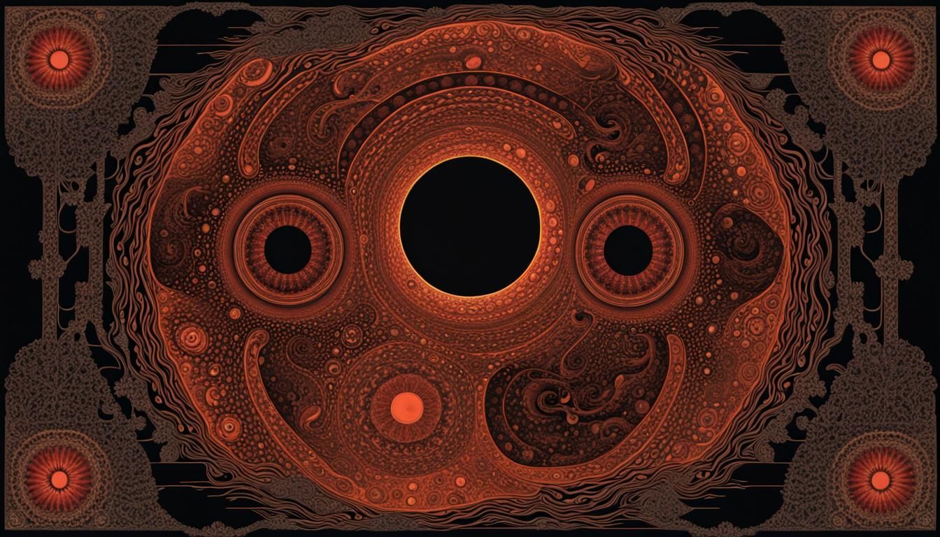 Psychedelic Fractal Art Nouveau in Redware Tones