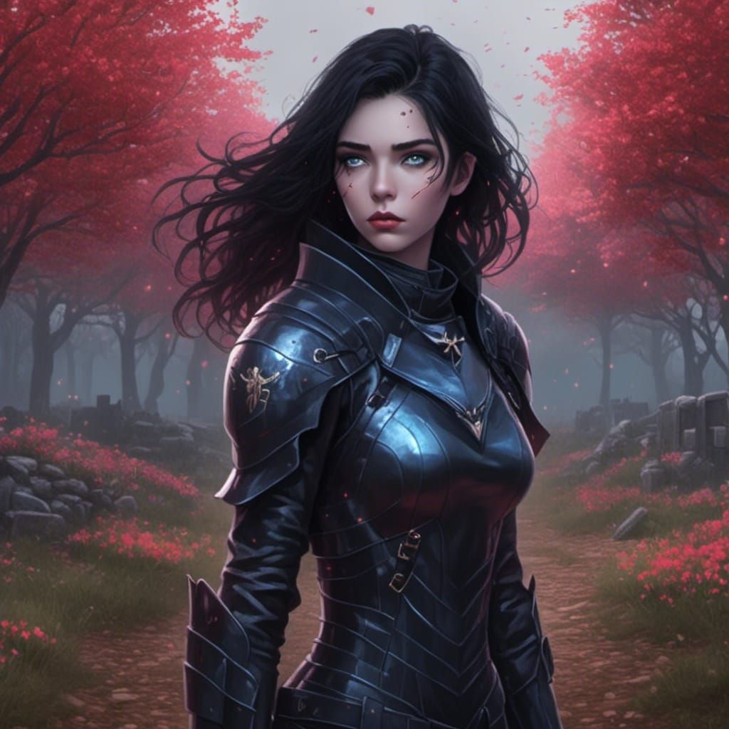 Gothic Vampire Paladin in Cosmic Horror Landscape