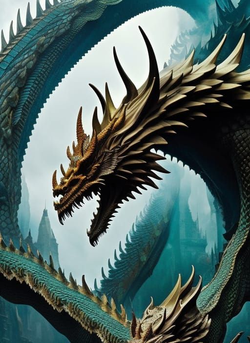 Detailed Giant Dragon in Fantasycore Style