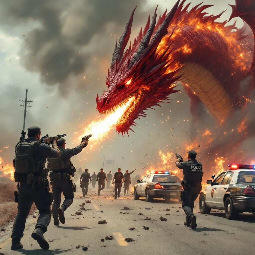 Red Dragon Attacks Police on Highway