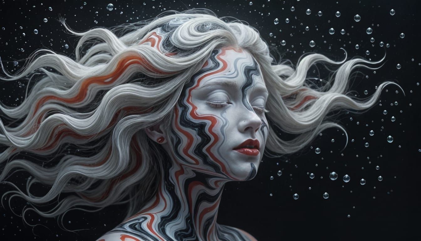 Agate Face with Flowing Hair and Ashes