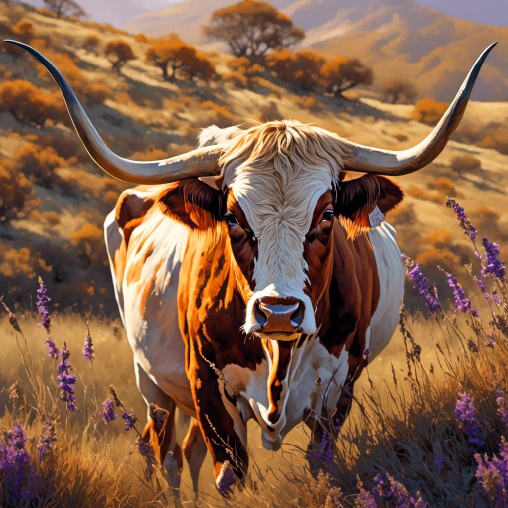 Longhorn cattle.