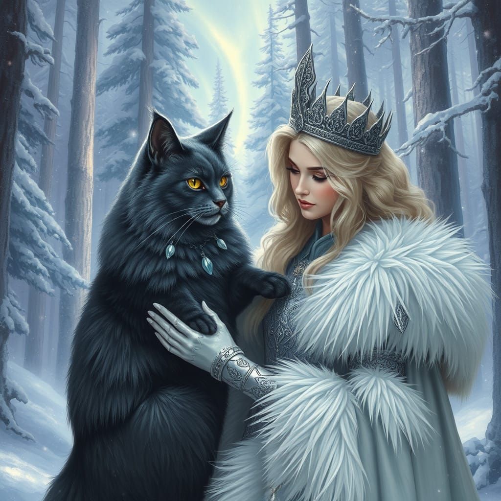 Regal Nordic Warrior Princess in Dreamy Forest Scene