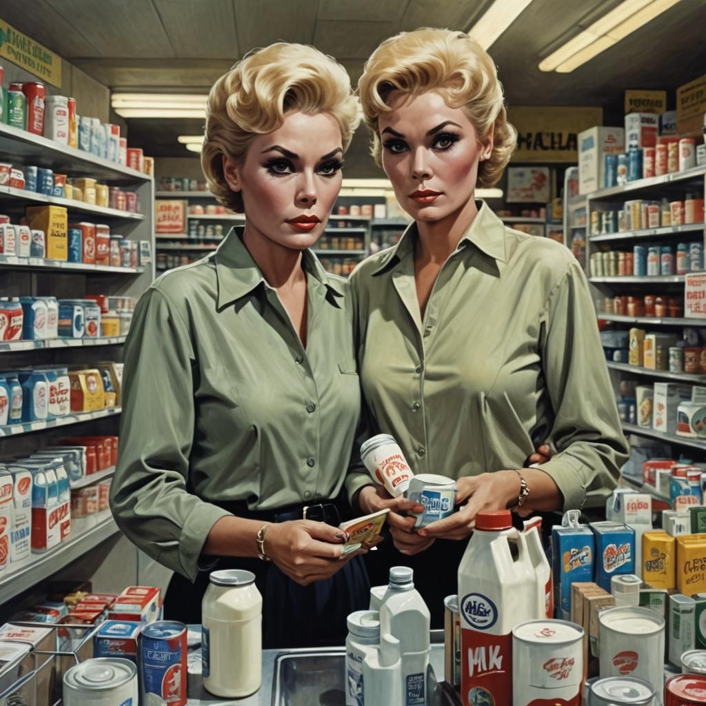 Sinister Grocery Shopping Scene in Dark Style