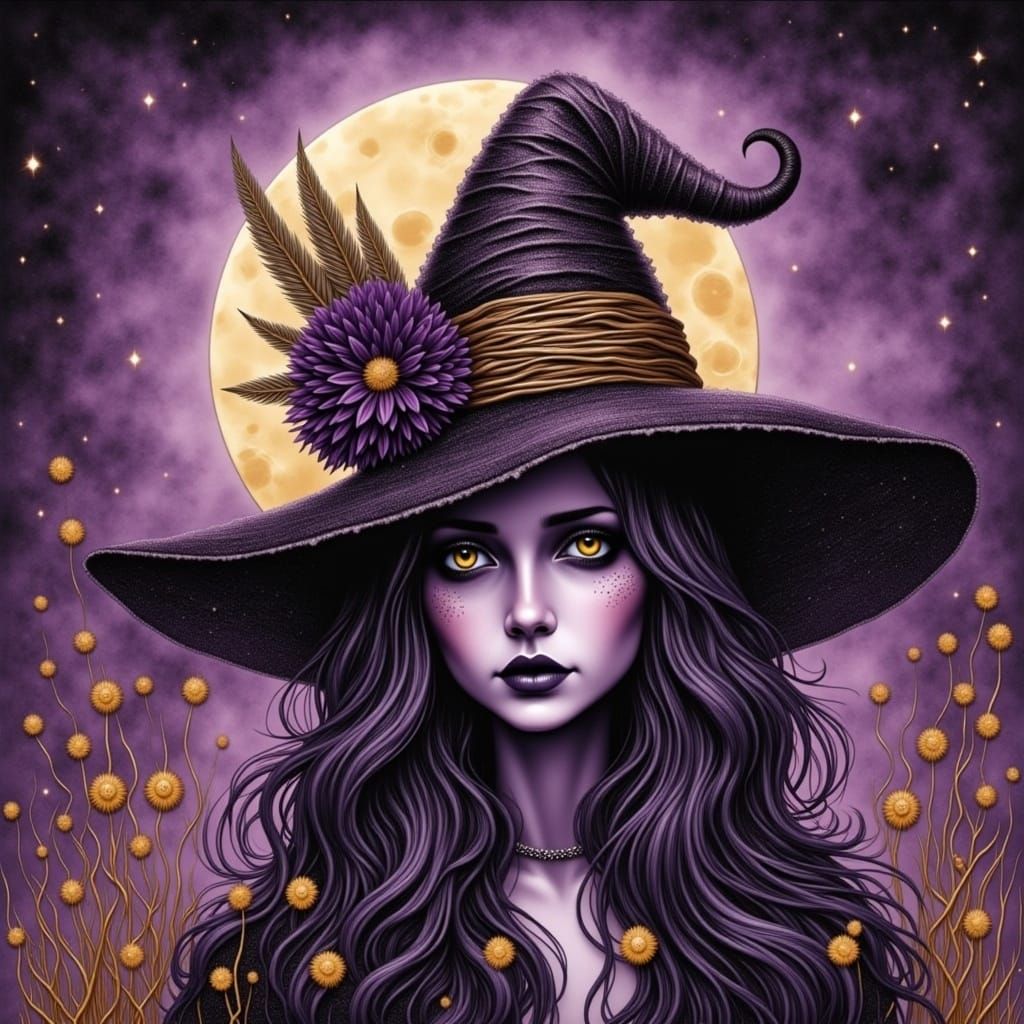 Lovecraftian Lunar Witch in Gothic Horror Style