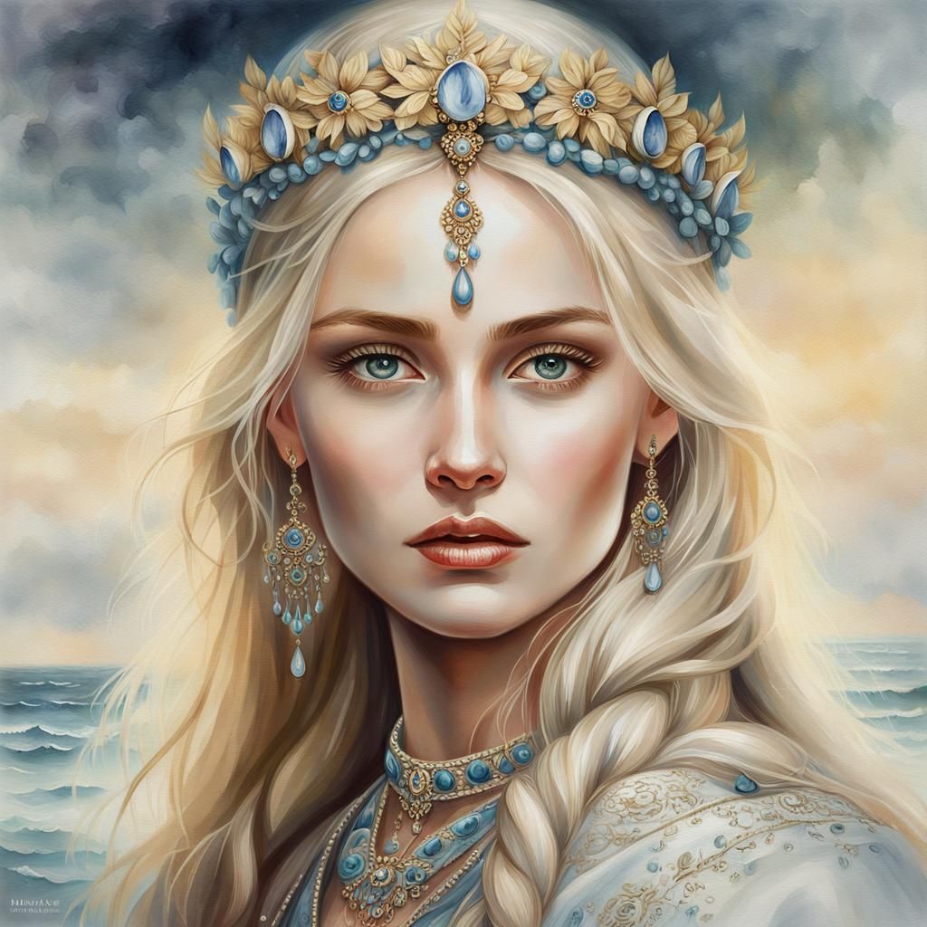 Slavic Beauty Portrait with Golden Accents