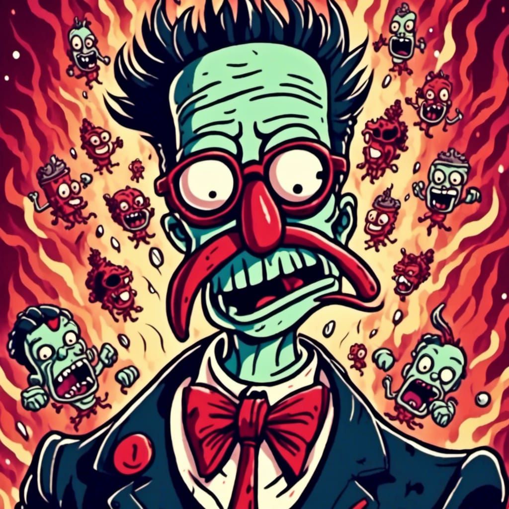Screamo Futurama Zoidberg in Bold Art Style
