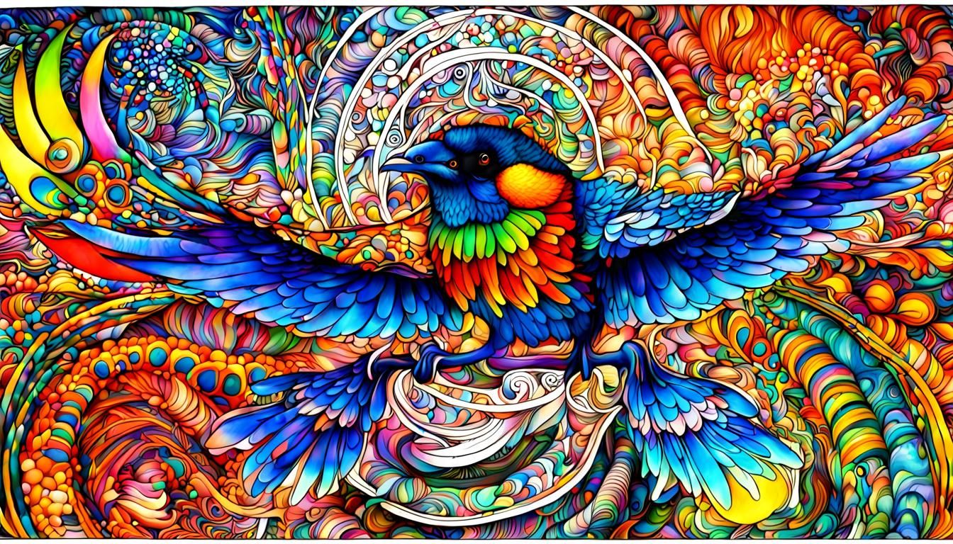 Colorful Birds with Quantum Zentangle Patterns
