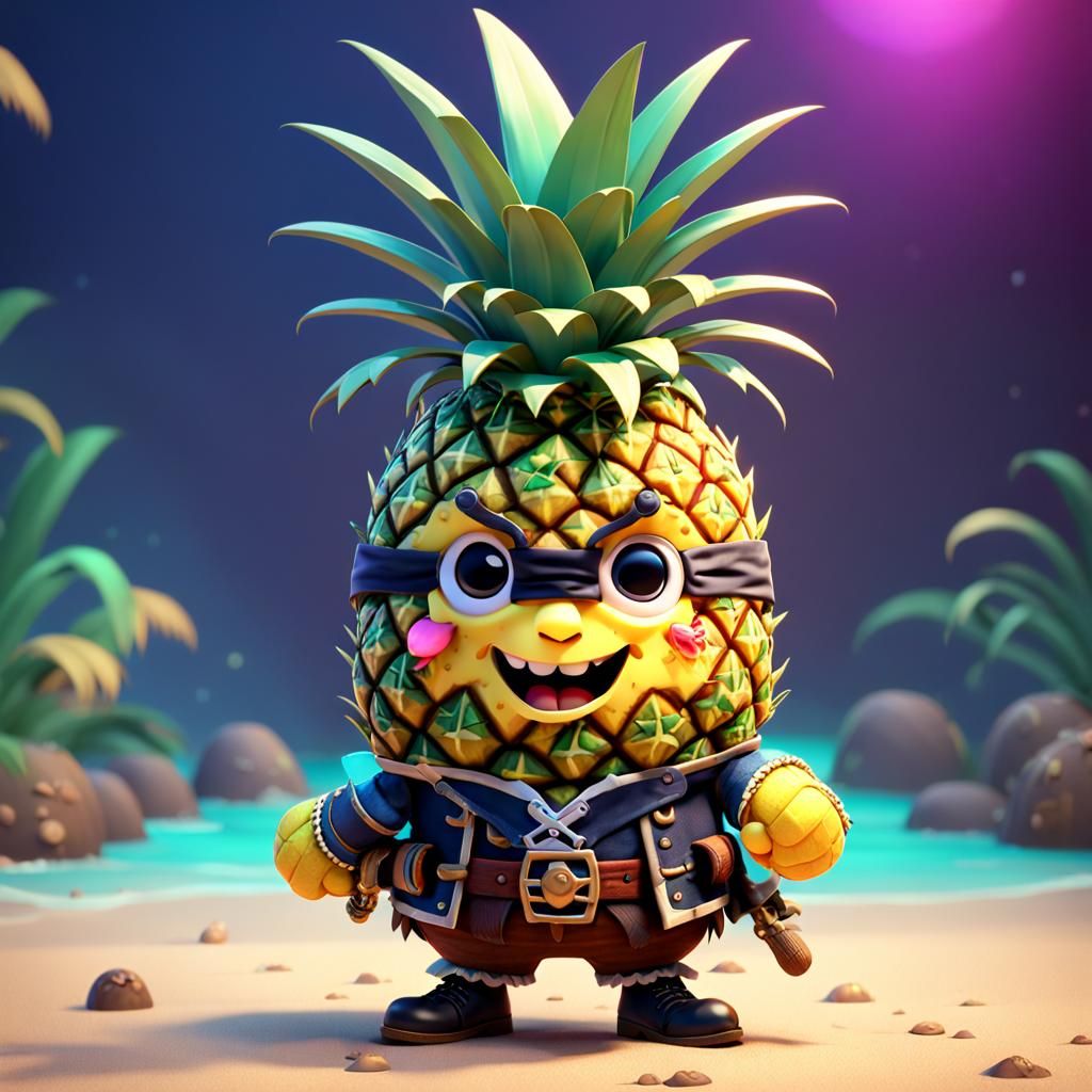 Pineapple Pirate in 3D Cartoon Style