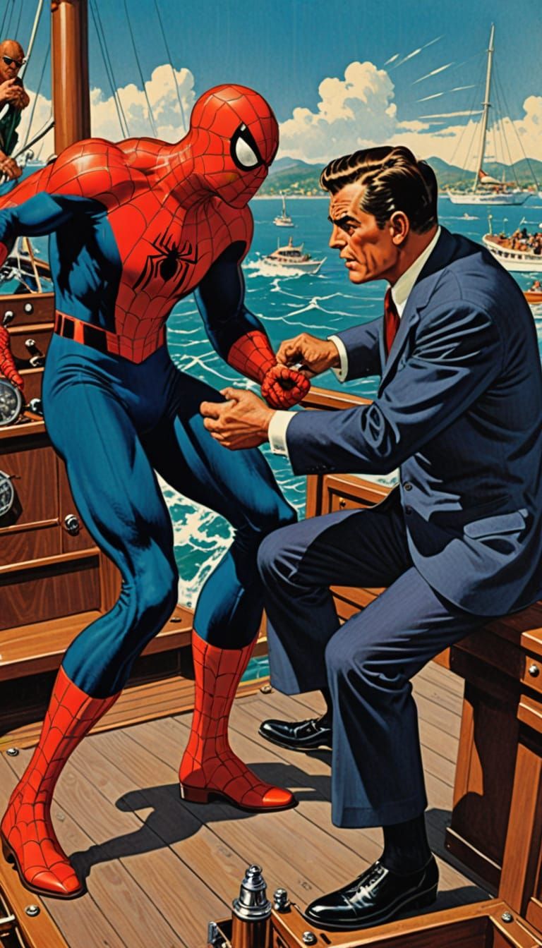 Marvelous Retro Superhero Battle in 1960s Style