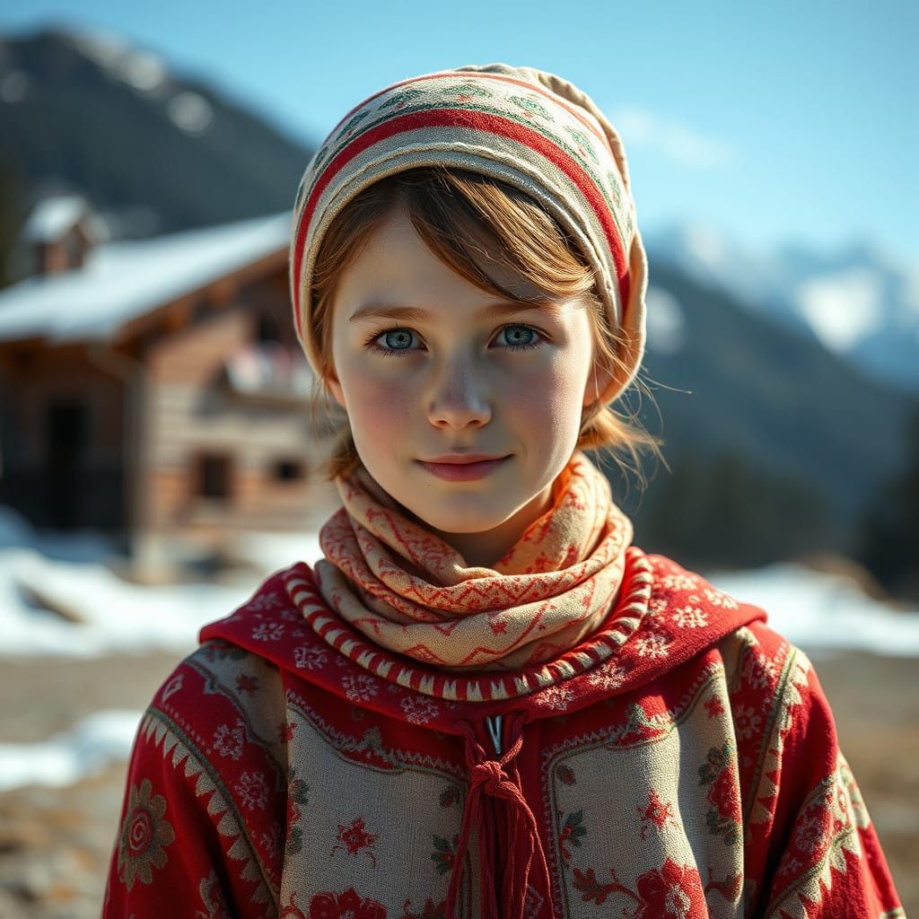 Girl with Rosy Hair and Vibrant Graffiti