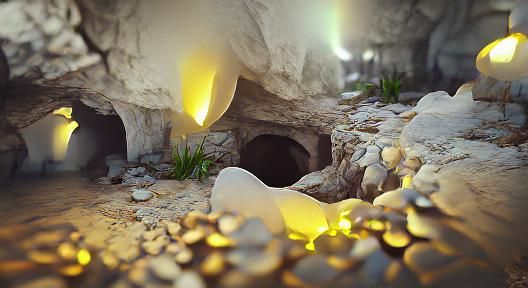 Hidden Treasure Cave with Volumetric Lighting