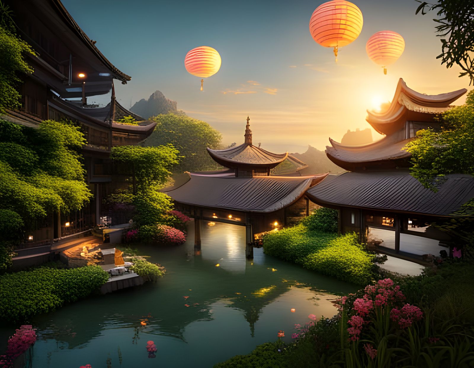 Moonlit Garden: A Fantastical Matte Painting