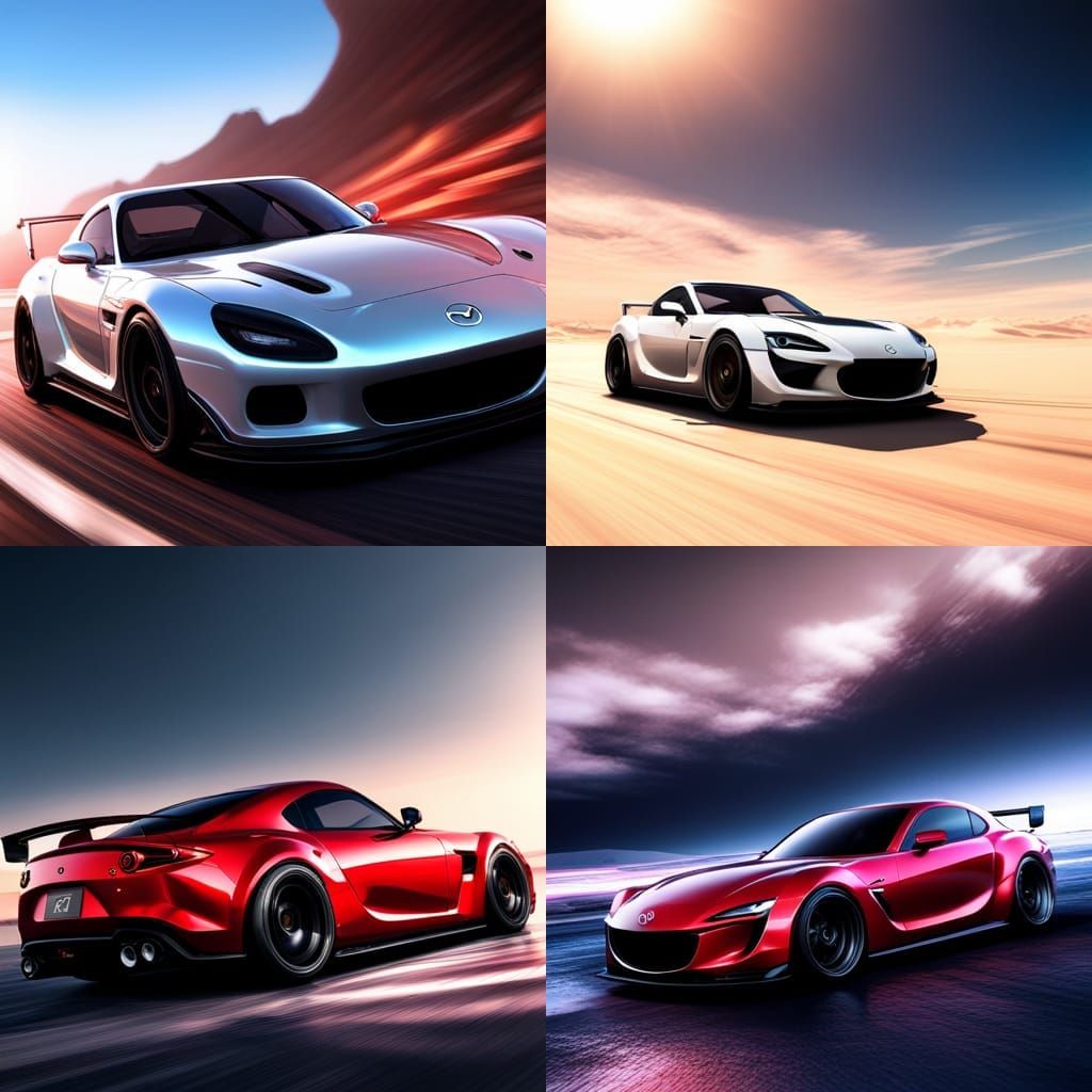 Hyperrealistic Mazda RX7 Splash Art in 8K