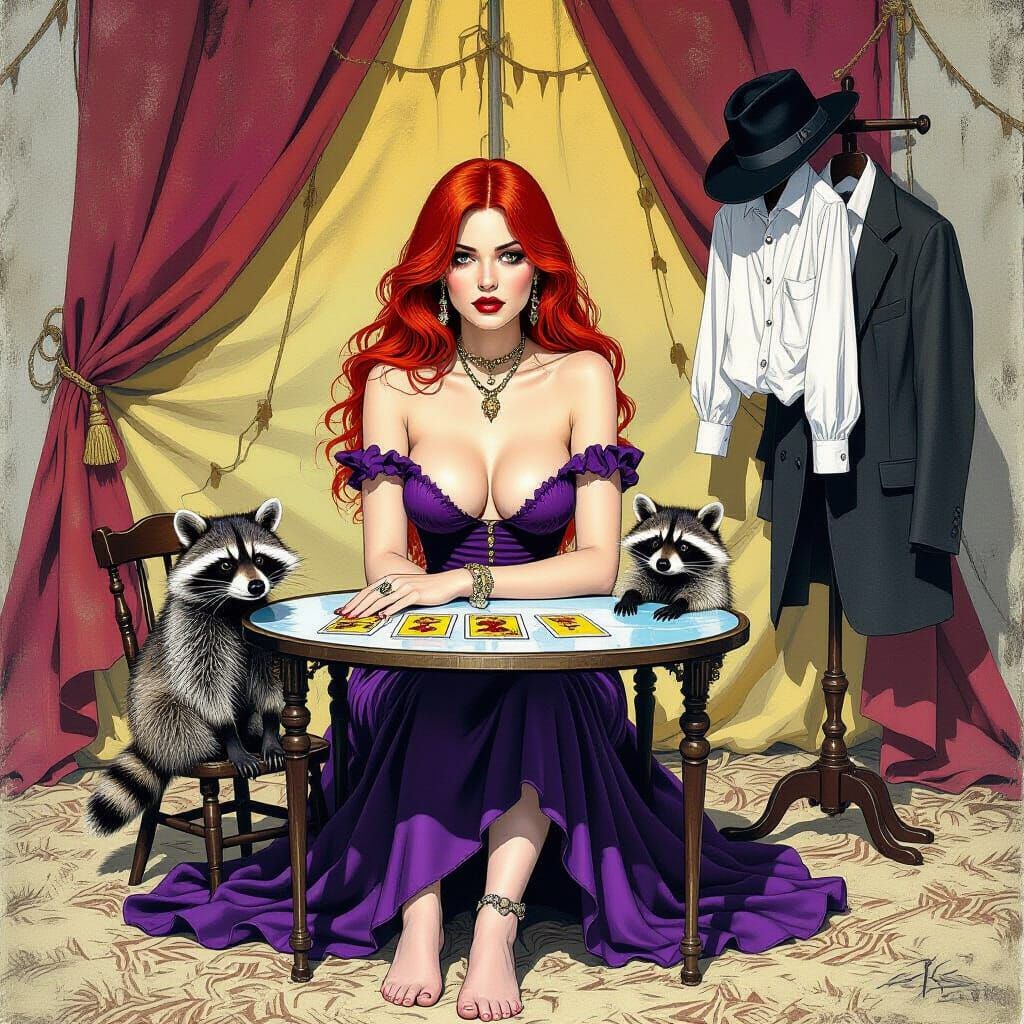 Gritty Fantasy Fortune Teller Under the Circus Tent