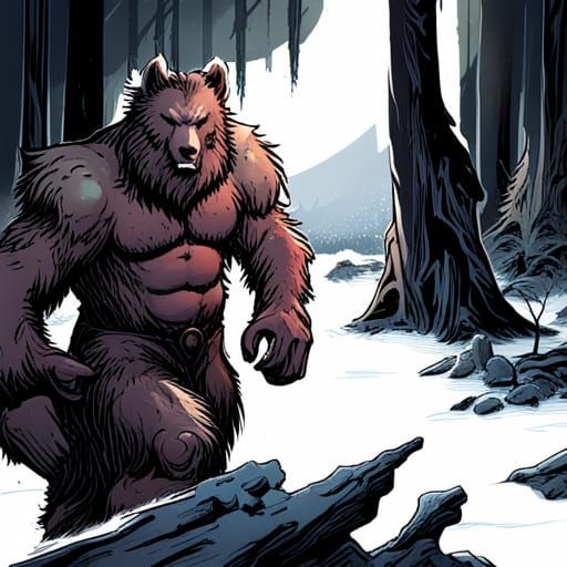 Gothic Horror Barbarian Werebear Comic Art
