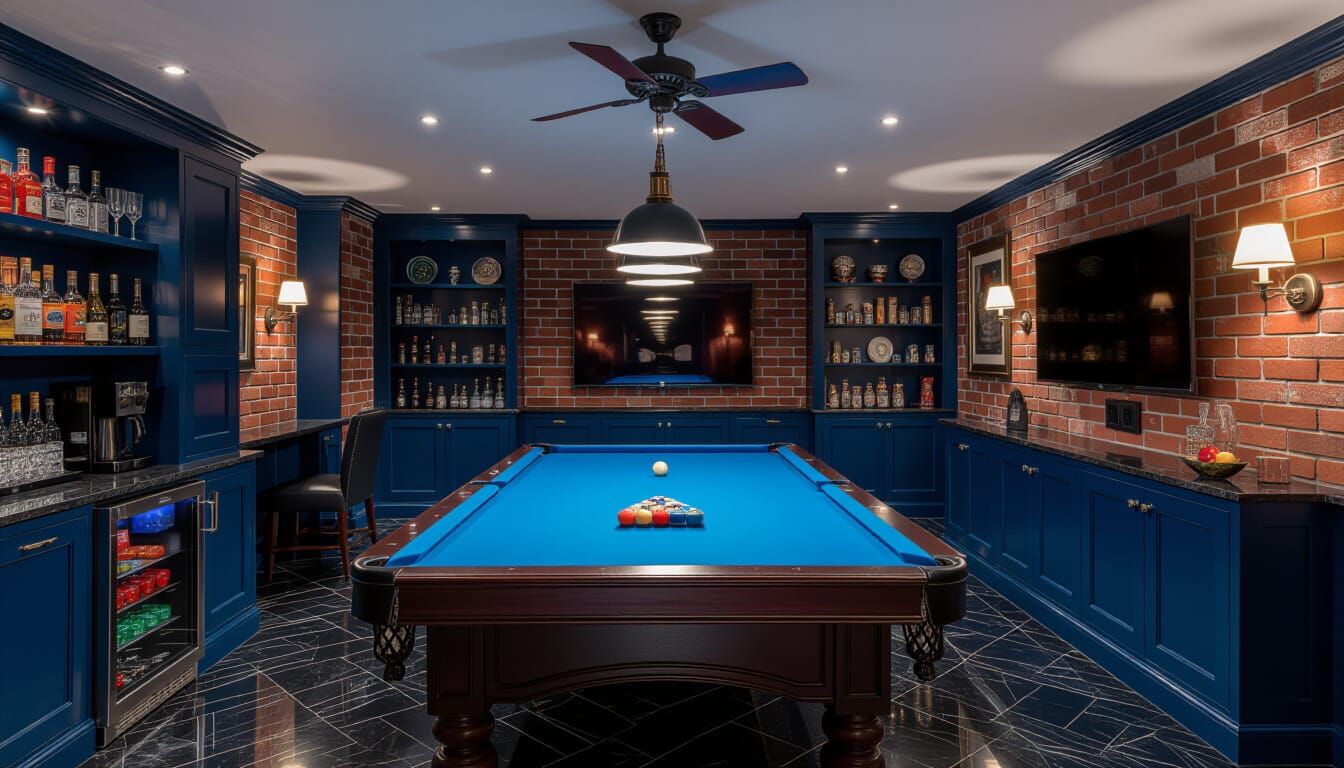 Victorian Billiards Room with Blue Baize Table