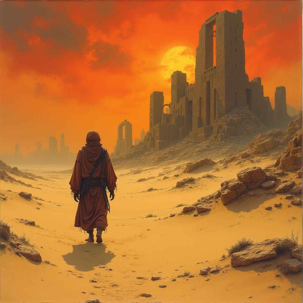 Desert Wanderer Finds Lost City at Sunset