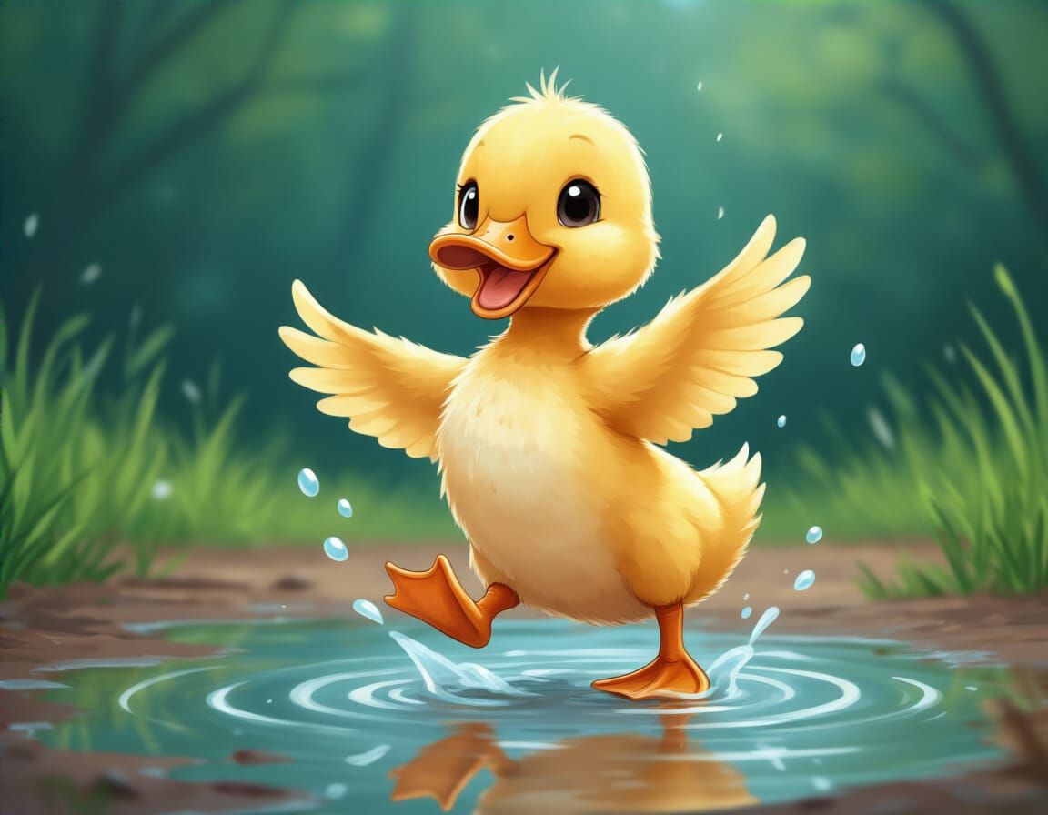 Cute Duckling Dancing: A Fun Cartoon