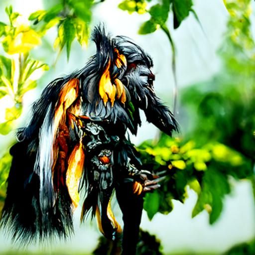 Dark Fantasy Druid in Jungle Oil Painting