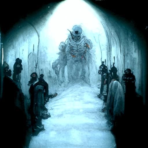 Eerie White Hallway in Gothic Horror Style