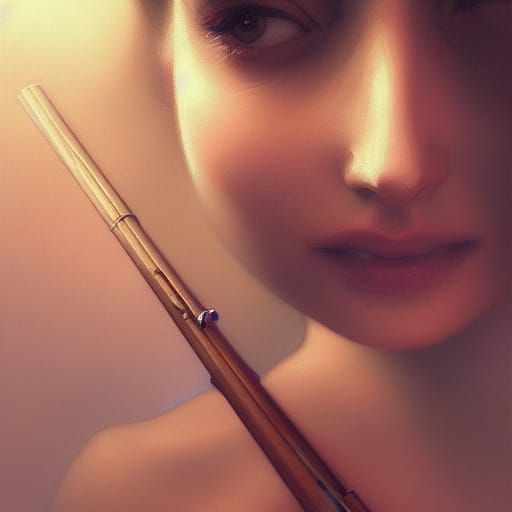 Flautist Portrait in Art Nouveau Style, 8k