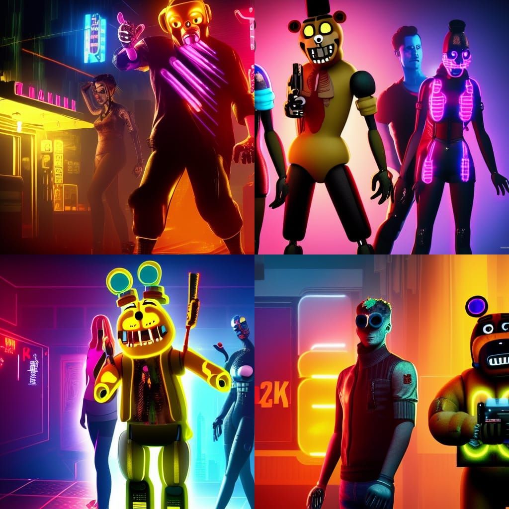 Cyberpunk Five Nights at Freddy's 4K Wallpaper