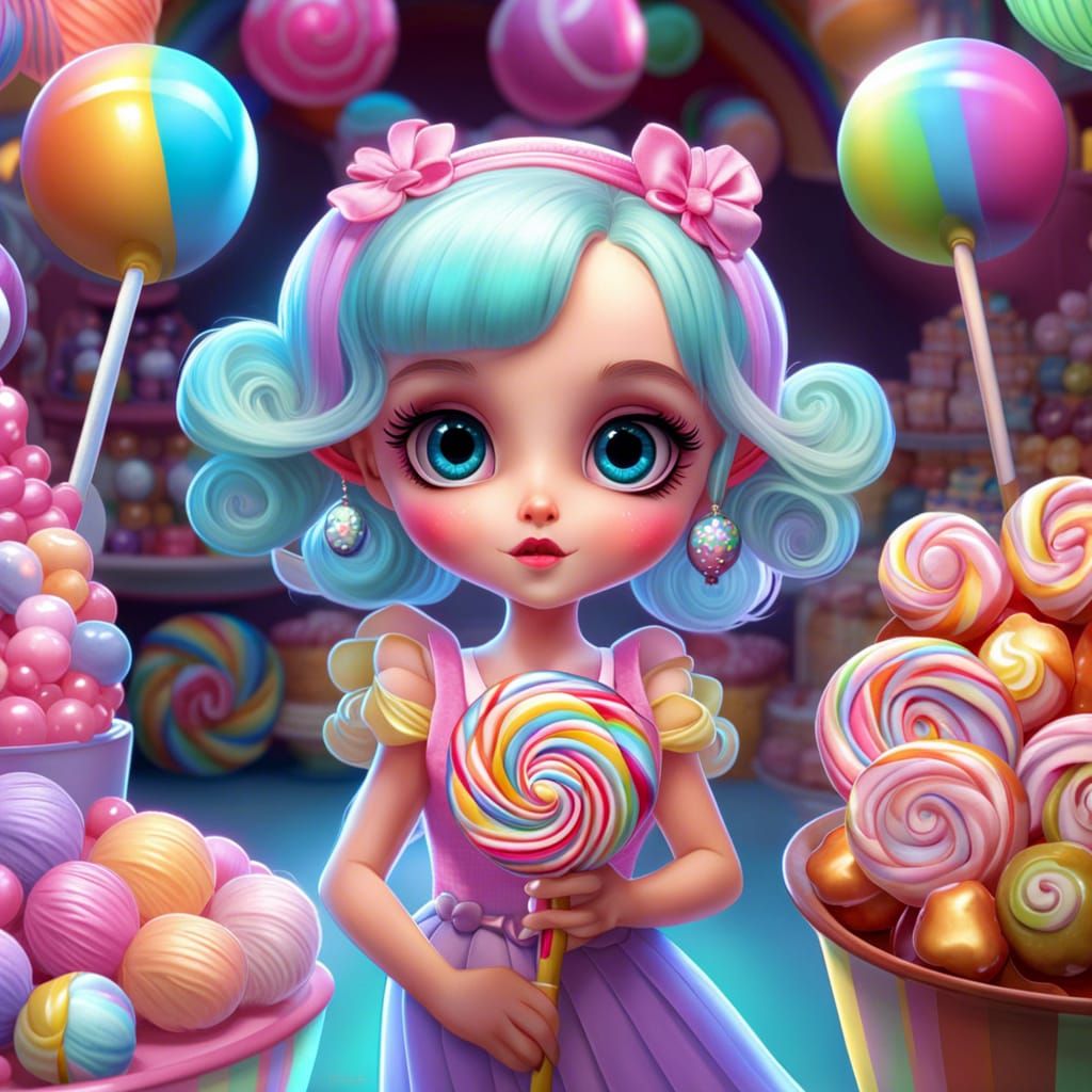 Pixar-Style Fairy in Candy Shop with Volumetric Lighting