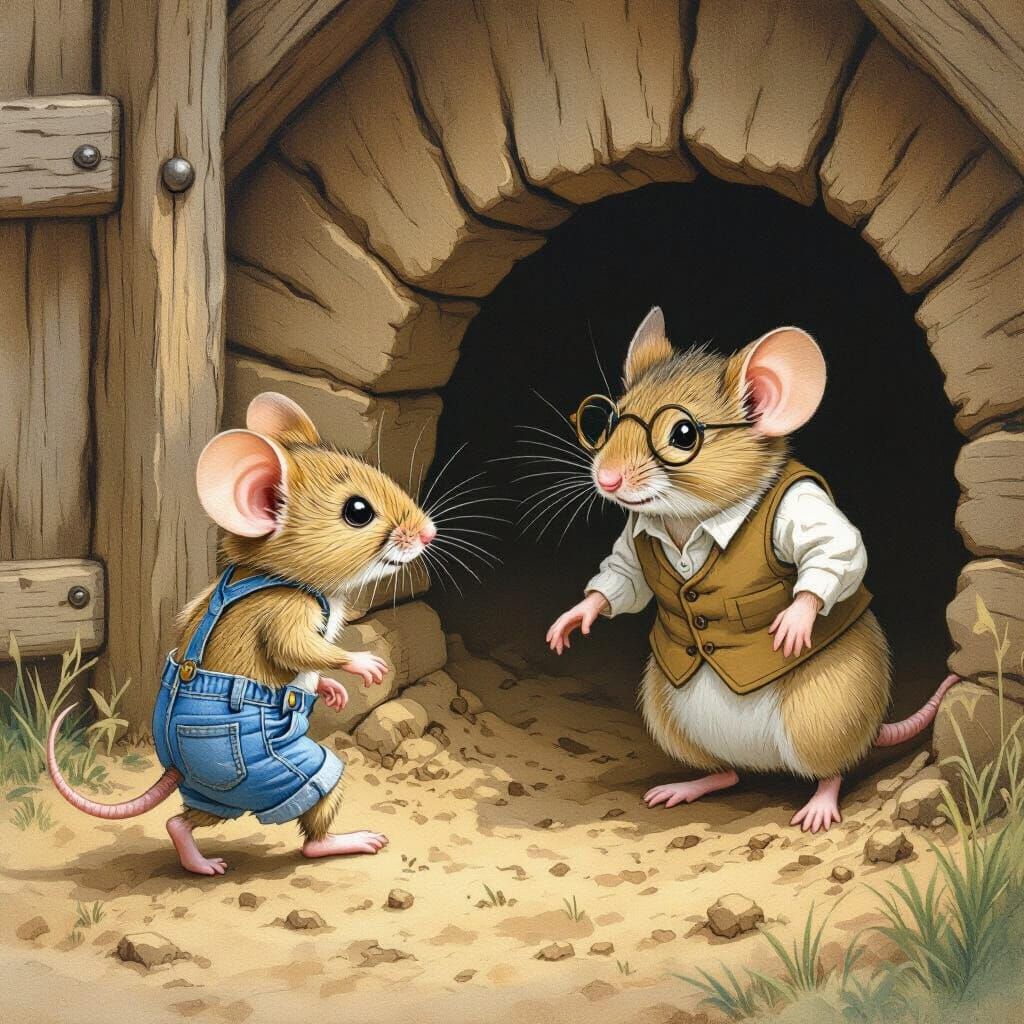 Whimsical Mice Adventure in Tack Room