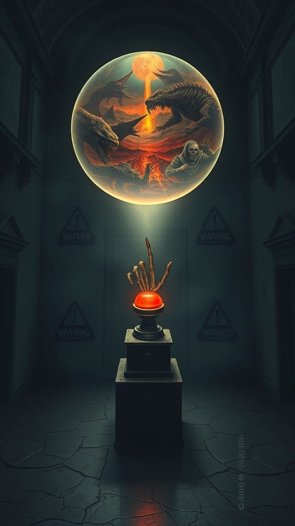 Surreal Hellish Scene in Dark Cyberpunk Style