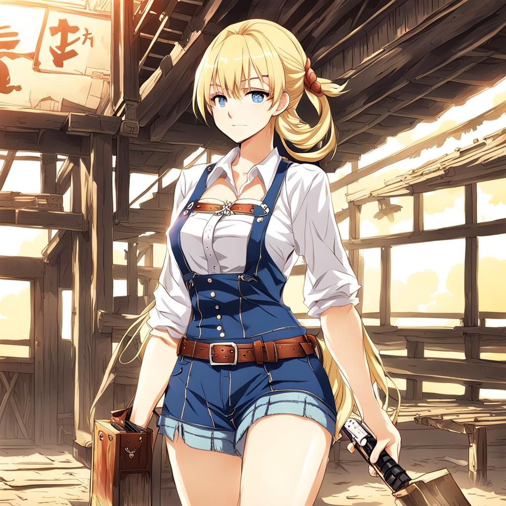 Anime Style Portrait of a Blonde Country Girl