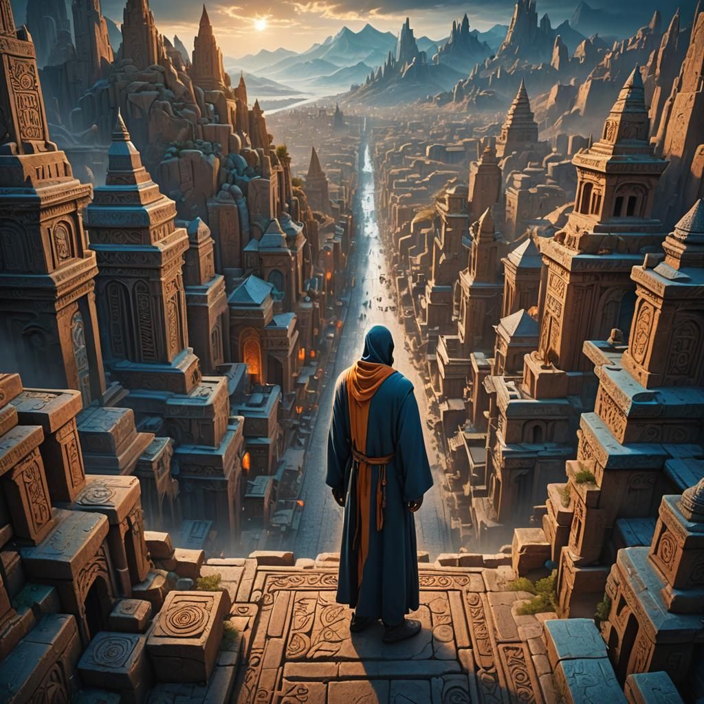 Ancient Cityscape in Vibrant Hues