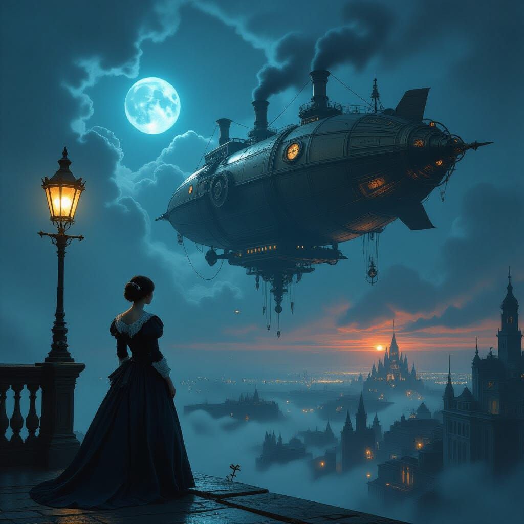 Maidservant on Clockwork Airship Under Alien Skies