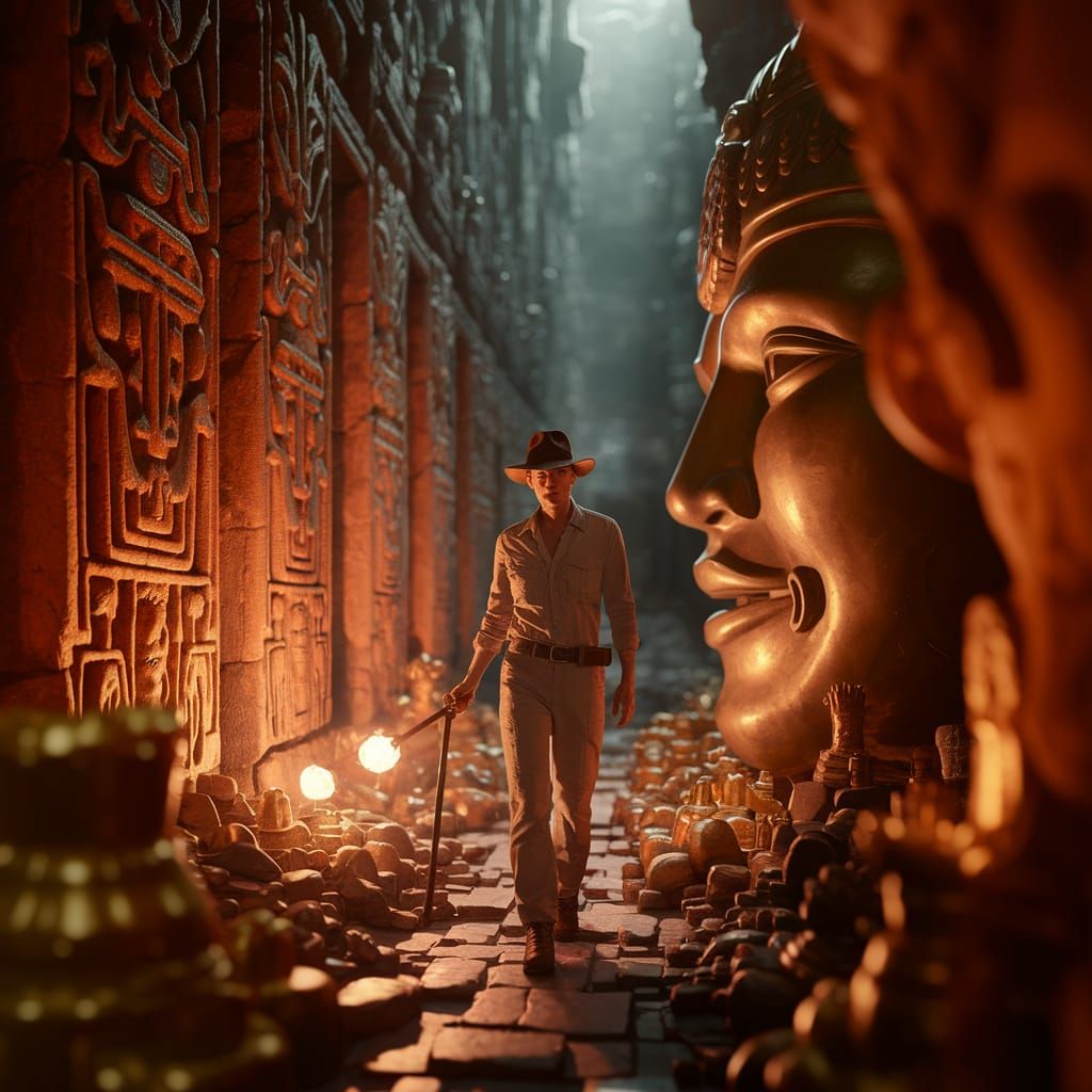 Indiana Jones in Mayan Treasure Chamber - Adventure Photogra...
