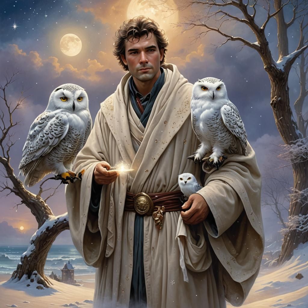 Dreamy Sandman with Starlight Robe and Snowy Owl