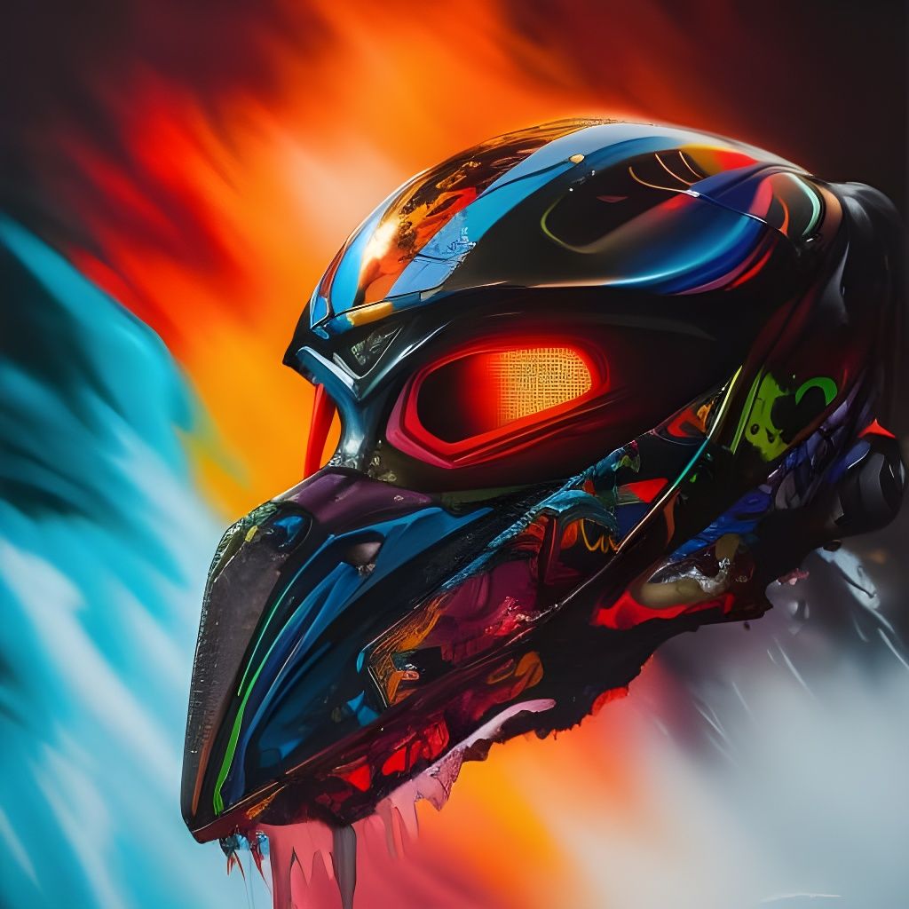 Devil's Motorcycle in Dystopian Graffiti Art