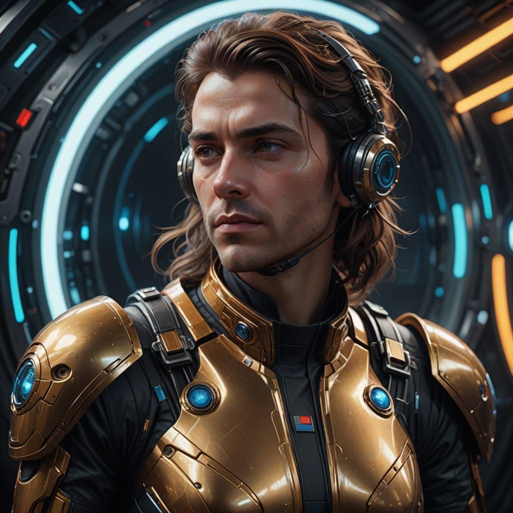 Hyperrealistic Portrait in Academicist Style with Futuristic...