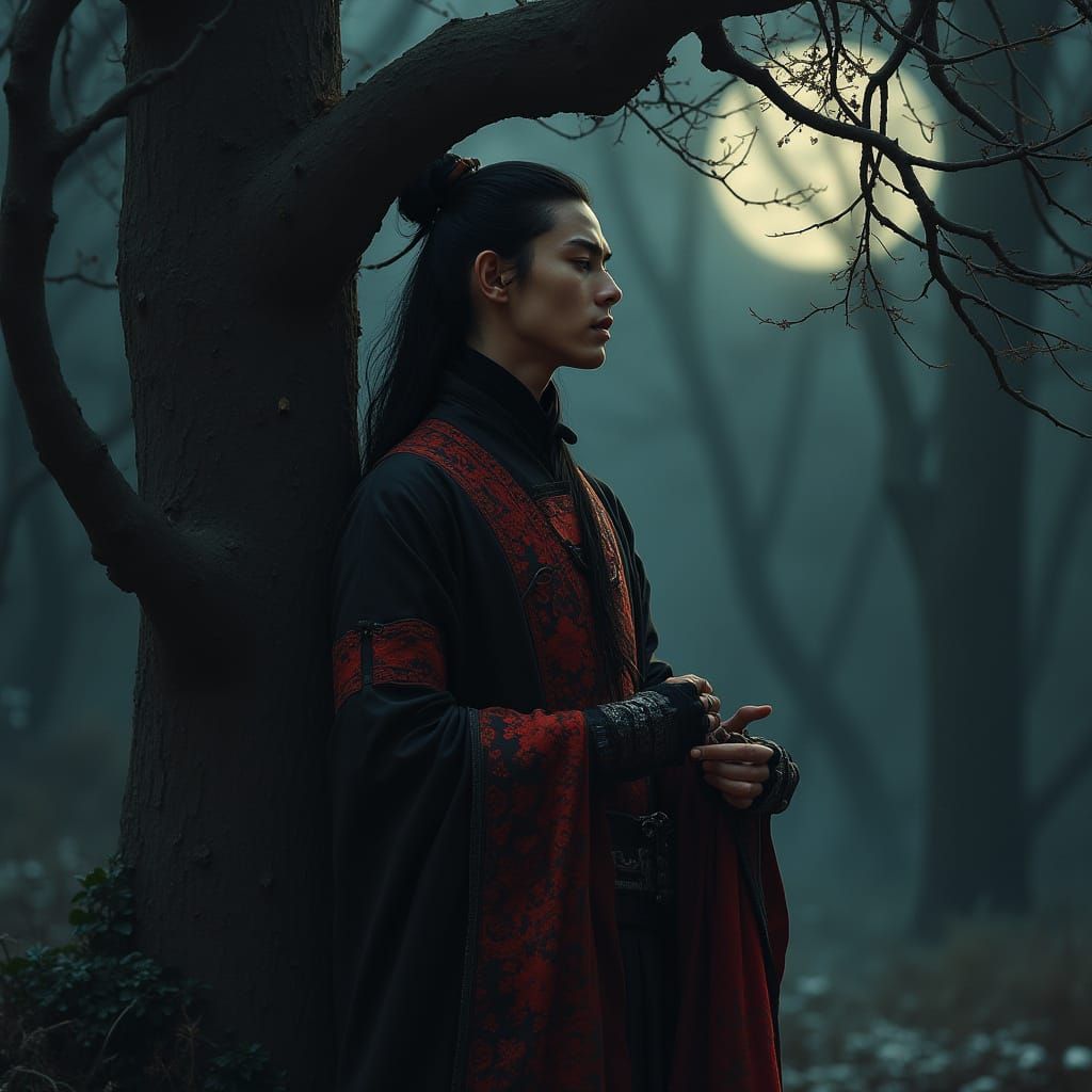 Wounded Man in Forest, Inspired by Guo Pei