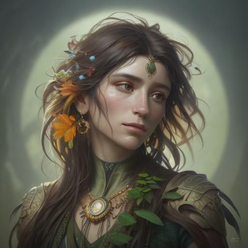 Woman Sowing Seeds: An Art Nouveau Oil Painting