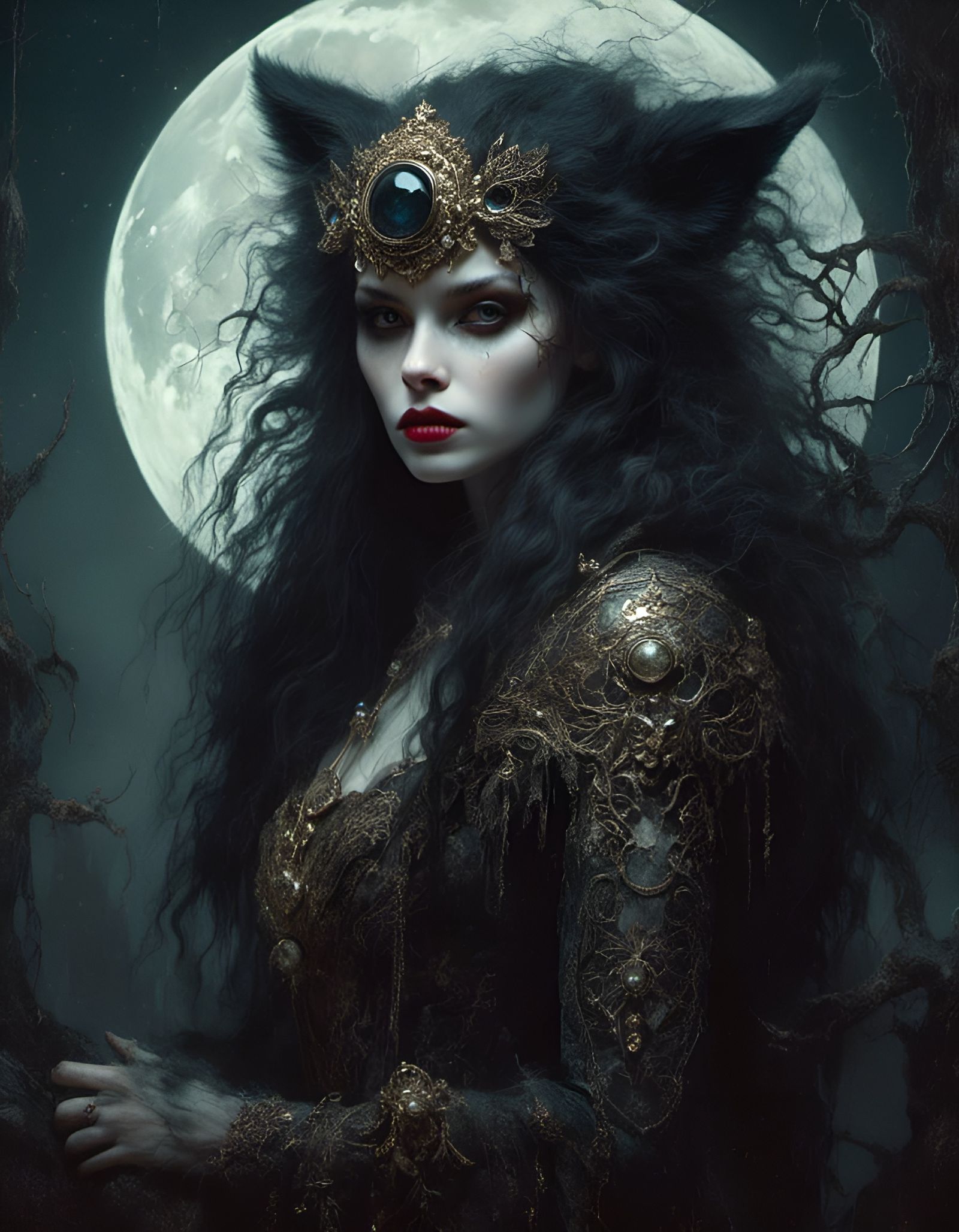 Gorgeous Vampire Werewolf Hybrid in Moonlight