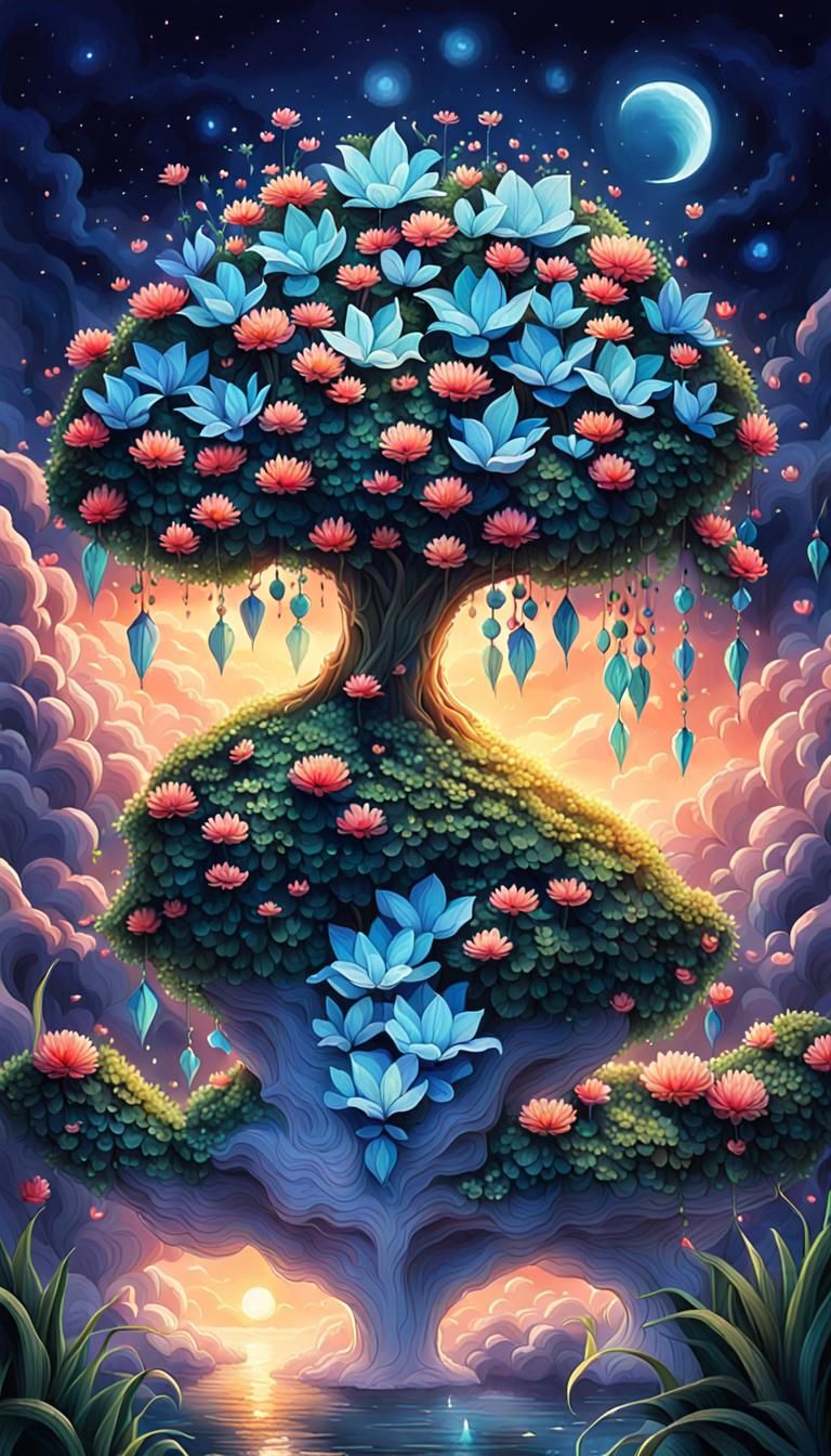 Magical Mystical Euphoric Ethereal Scene of Hidden Flowers