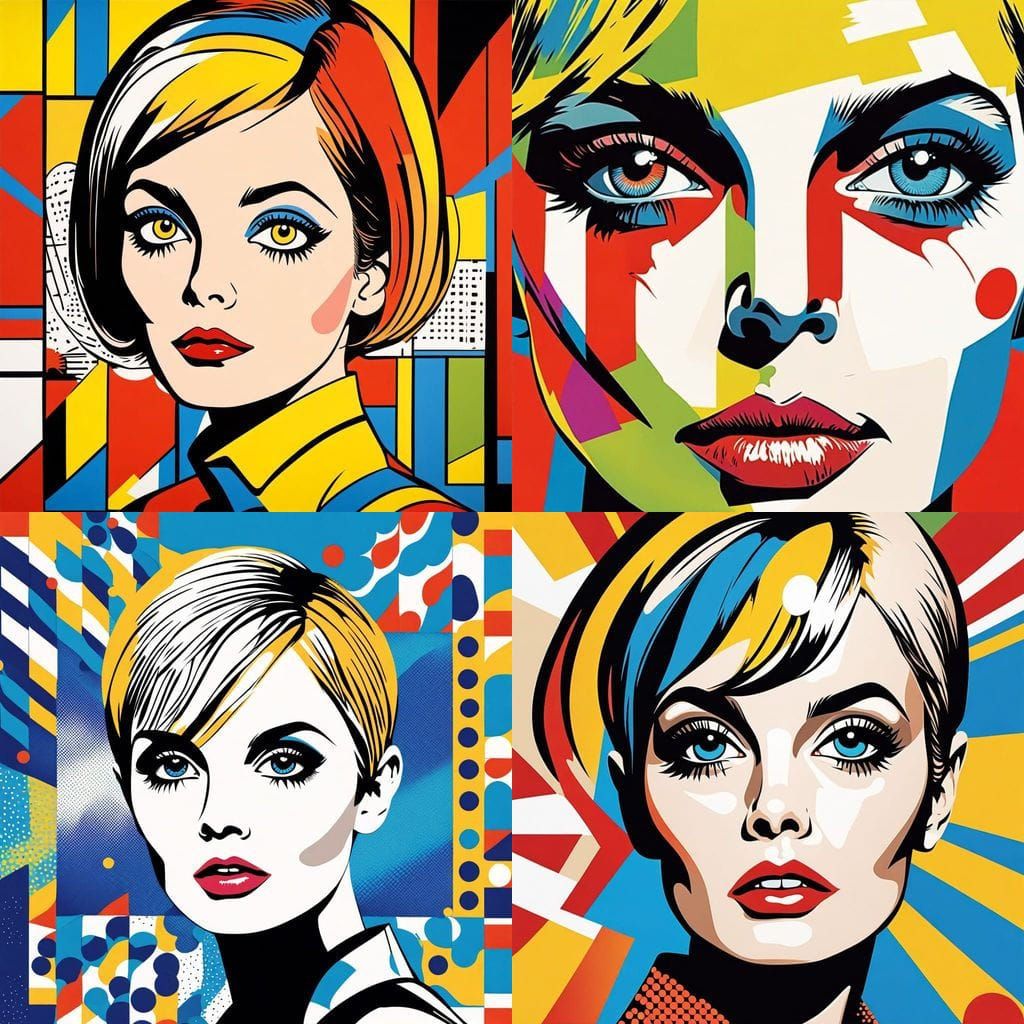 Famous 1960s Model in Bold Pop Art Style