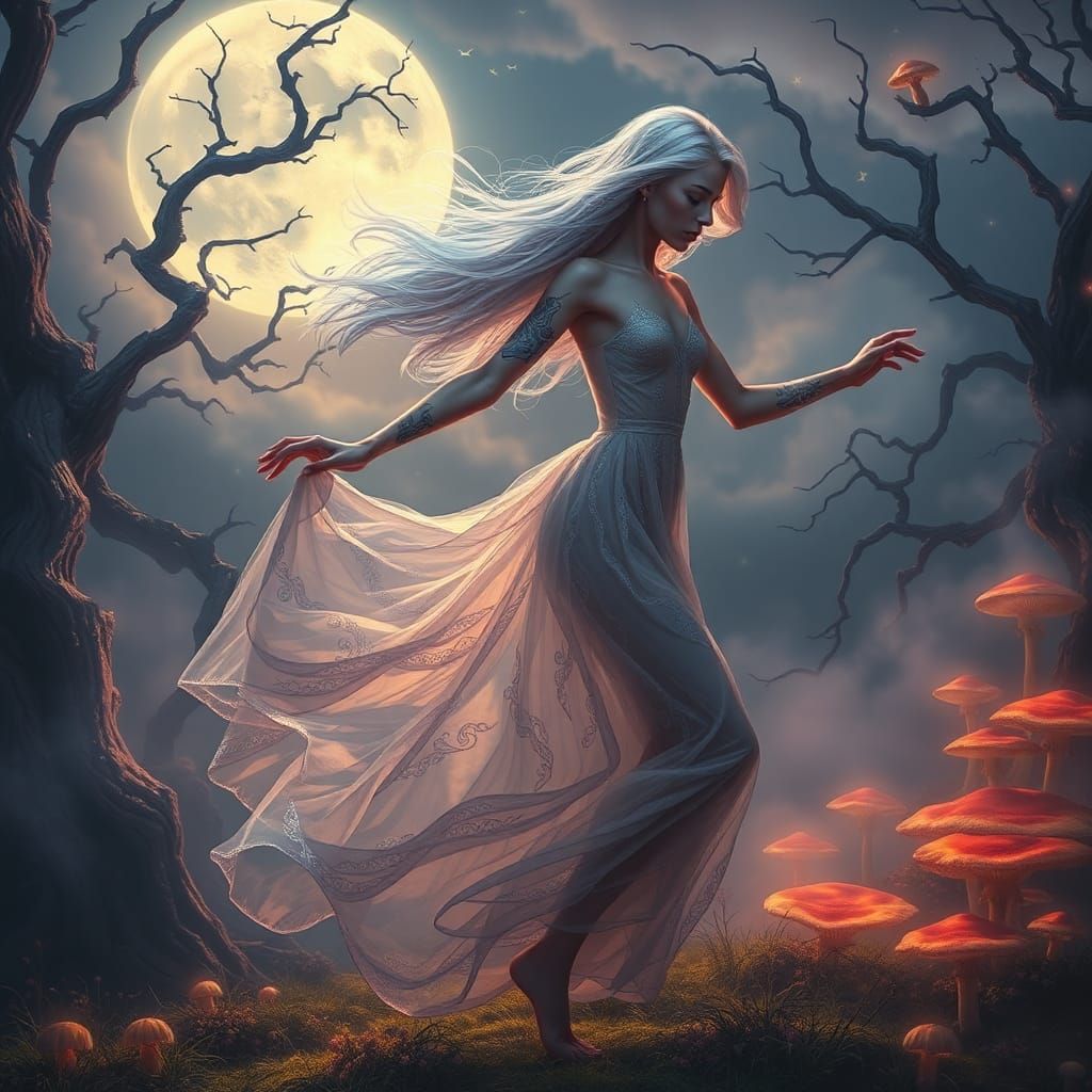 Enchanting Lunar Dance in Dreamlike Realm