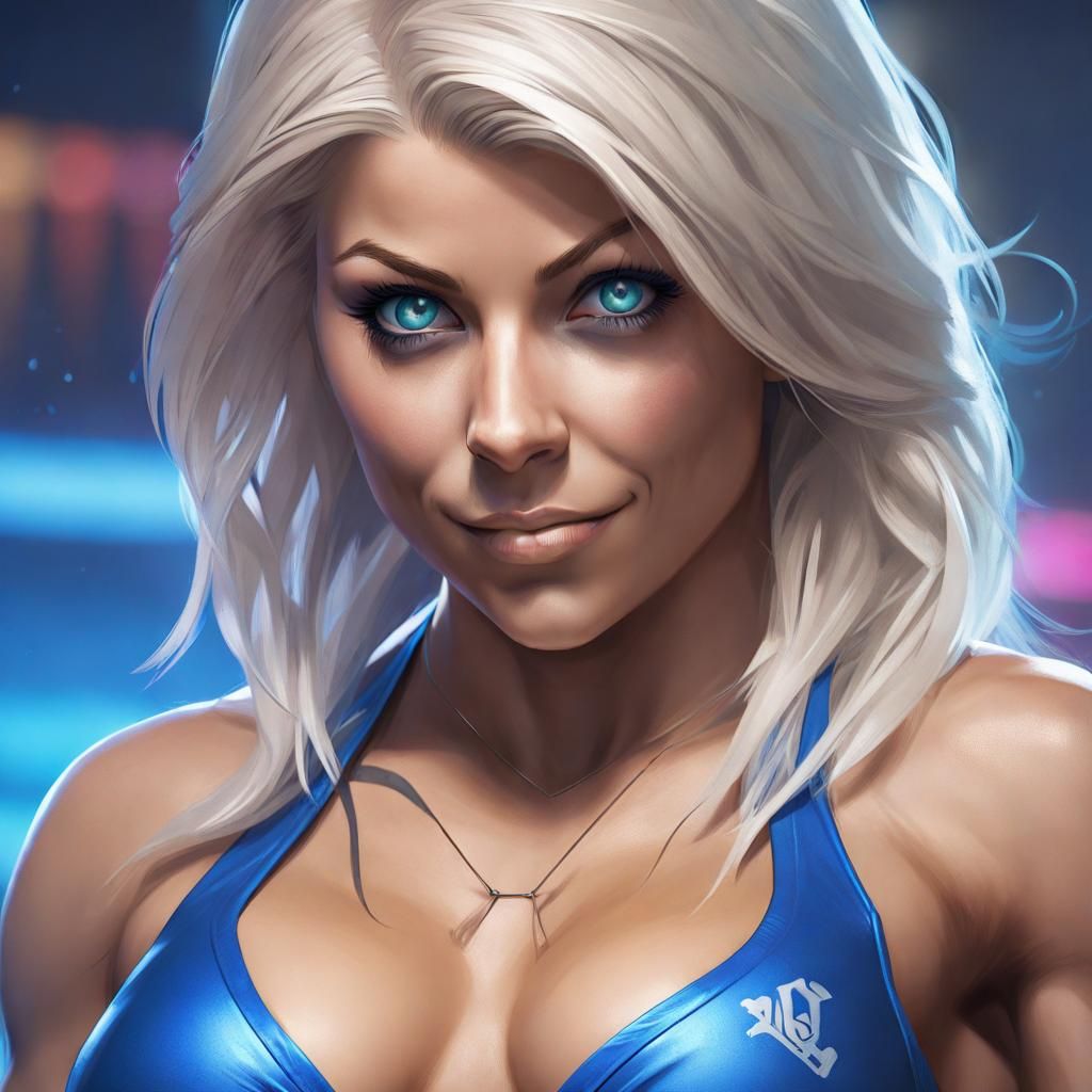 Hyperdetailed Portrait of Woman in Blue Bikini