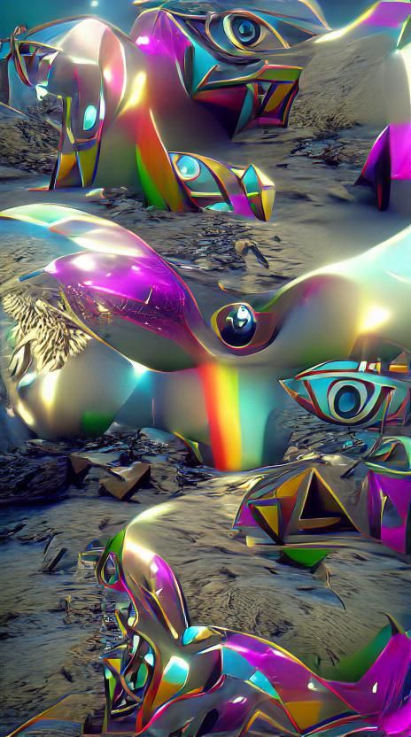 Psychedelic Iridescent Surreal 3D Rendering in 8K