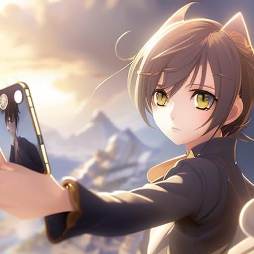 Chibi Cat Selfie: Anime Key Visual